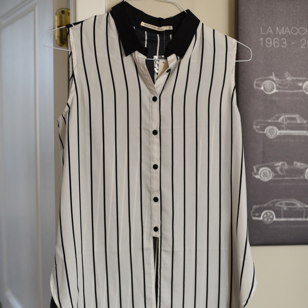 Stripe button down shirt without sleeves